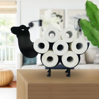 China Best Selling Modern Black Iron Towel Rack Bathroom Accessories Products Free Standing Toilet Paper Holder for sale