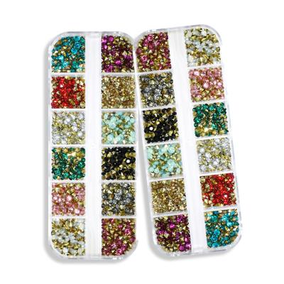 China 3d Glass Nail Art Decoration 12 Colors Mixed Crystal Nails Diamond Stones for sale