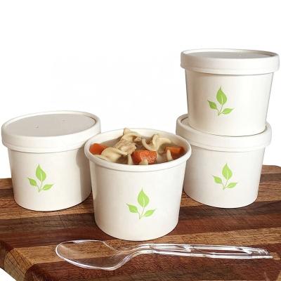 China Recyclable Disposable Paper Soup Cups With Lids Pop Out Containers For Cream Soup Hot Or Cold Food for sale