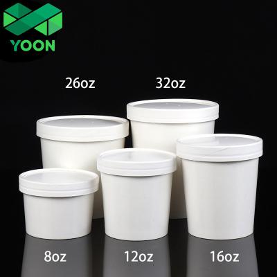 China Recyclable Paper Double Poly Hot Soup Bowls for Food and Hot Soup or Cold Ice Cream with Paper Lids for sale