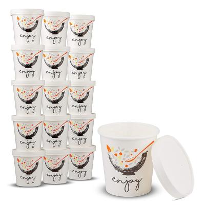 China Disposable Paper Hot Cups For Food And Hot Soup Or Cold Ice Cream With Vented Paper Lids for sale