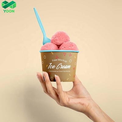 China Manufacturer Recyclable Custom Logo Ice Cream Cups Gelato Ice Cream Cups for sale