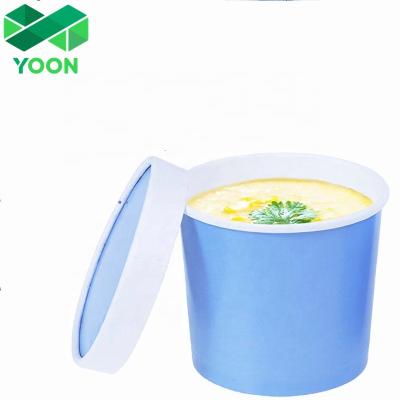 China Food Safety Recyclable White Cardboard Custom Printed Disposable Ice Cream Cups Hot Soup Cups To Disappear for sale