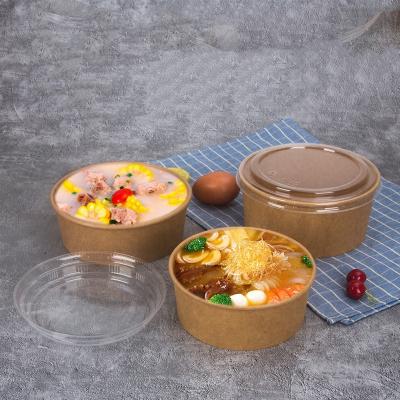 China Recyclable High Quality Compostable Kraft Food Paper Bowls Take Out Salad Bowl for sale