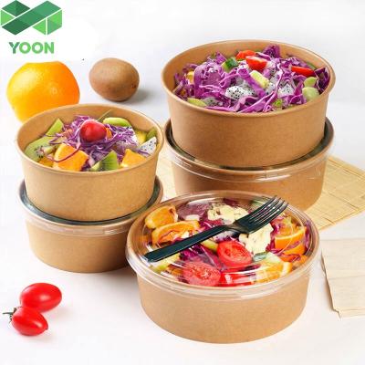 China Recyclable Factory Price Take Away Custom Disposable Paper Salad Bowls With Lids for sale