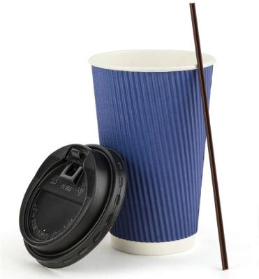 China Recyclable Custom Printed Disposable Insulated Sleeve Ripple Wallpaper Corrugated Coffee Cups For Hot Drink for sale