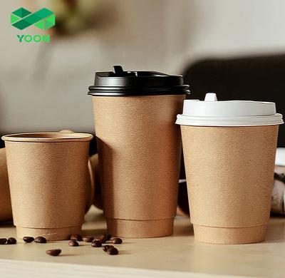 China Disposable Eco - Friendly Coffee Cups Disposable Kraft Paper Cups With Lid for sale