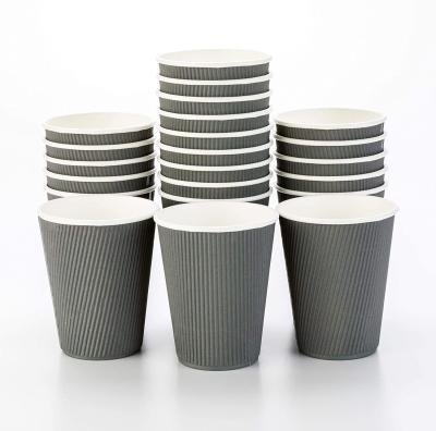 China Biodegradable Take Away Ripple Wallpaper Coffee Cup With Lids Custom Logo Style Packing Color Feature Eco Material for sale