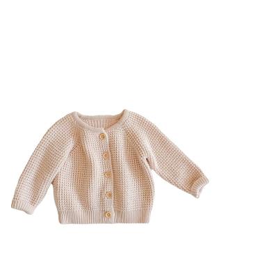 China Others 2022 hot spring and autumn baby coat pure color soft net mesh knit coat long sleeve overalls newborn children's wear for sale