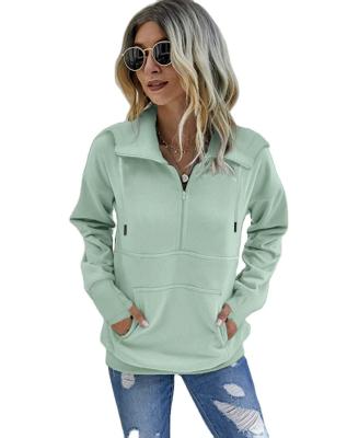 China Anti-wrinkle 2022 European and American new products boutique fashion women autumn zipper hooded pullover casual loose long sleeve hoodie FLB for sale