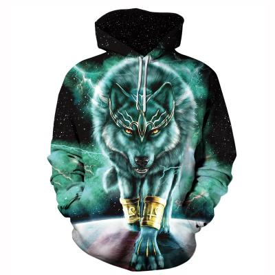 China Anti-wrinkle new color wolf digital printing hoodie for men and women autumn and winter clothing lovers casual large size hoodie for sale