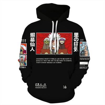 China Anti-wrinkle Ninja print men's and women's long side pocket autumn and winter loose sleeve pullover hoodie Europe and America for sale