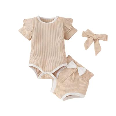 China ENGLAND STYLE new design 2022 new products boutique organic baby sweater dungarees shorts set custom baby button baby dungarees wholesale for sale