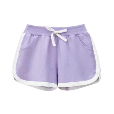 China Other 2022 Summer Hot Organic Baby Lavender Girls Shorts Boutique New Design Sheer Salad Rope Shorts Children's Wear Wholesale for sale