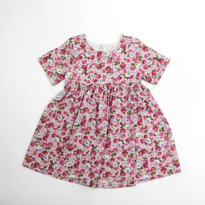 China 2021 New Season Eco-friendly Kids Fashion Pink Floral Girls Dress Casual Kids Wear Online Shopping for sale