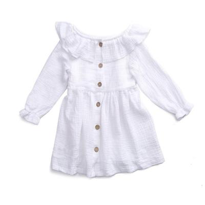 China 2021 Eco-friendly Interesting Design Solid Color Baby Clothing Wave Dot Babies Organic Canvas Dresses for sale