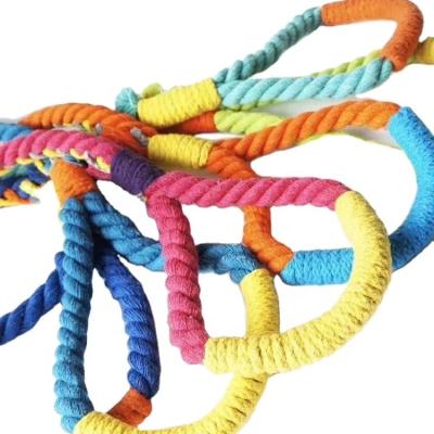 China New Hot Sale Design Fashion Customized Pet Dog Leash100% Cotton Colorful Rope Leash Pet Products for sale