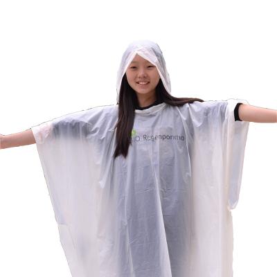 China 100% Waterproof Lightweight Emergency PE /Soft/Convenient Adult Hooded PE Rain Poncho for sale