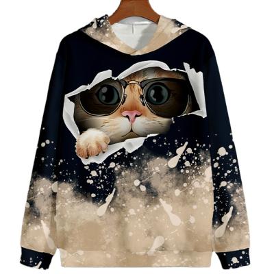 China wholesale Anti-wrinkle polyester designer men's clothing 2021 new arrivals custom made 3d printed Cat Hoodie Sweatshirts for sale