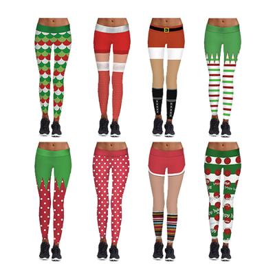 China Wholesale Customizable Women Christmas Design Colorful Sports Antibacterial Printed Fitness Leggings Pants for sale