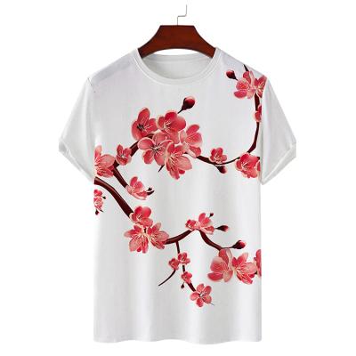 China Anti-Shrink Customize Digital Flower Print Short Sleeve O-Neck Pullover Netting T-Shirts for sale