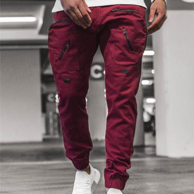 China Breathable Men's Cargo Pocket Woven Casual Pants Running Trousers Men Sport Mens Sweatpants With Zippers for sale