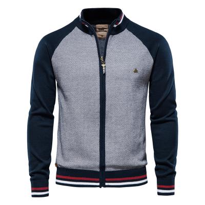 China New Stain Sweater Men's Quilting Zipper Embroidered Ski Gym Jacket Warm Mens Recycling Jacket Raglan Sleeve Windproof Casual Jacket for sale