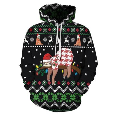 China New Arrival Breathable Christmas Plus Size 3D Printed Sports Hoodies Long Sleeve Top Coat Sports For Adults Christmas Theme for sale