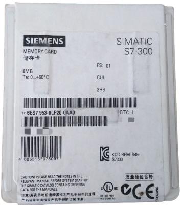 China SIEMENS 6ES7953-8LP20-0AA0 S7MICRO MEMORY CARD P. S7-300/C7/ET 200, 3, 3V NFLASH, 8 MBYTE for sale