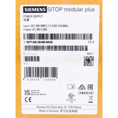 China SIEMENS 6EP1436-3BA00-8AA0 SITOP MODULAR PLUS 20 A STABILIZED POWER SUPPLY INPUT: 3 AC 400-500 V OUTPUT: 24 V DC/20 A zu verkaufen