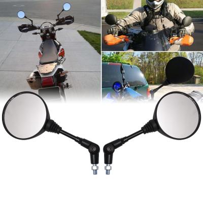 China Black Universal ABS Motorcycle 10mm Side Mirror Rear View Mirror Anti-fall Folding Round Mirror for sale