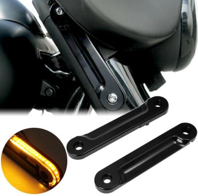 China Motorcycle Aluminum Front LED Bifurcate Flush Turn Signal Light Brackets For Harley Touring Electra Street Glide Road King 1998-2021 MP-268C for sale