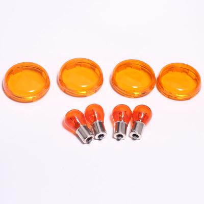 China 4 X Lens Amber Turn Signal Light Cover With Bulb For Harley Sportster 883 1200 XL Glide Dyna Fatboy Road King AB14 for sale