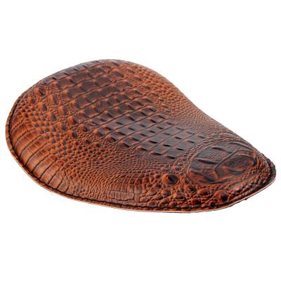 China Brown Leather Alligator Solo Motorcycle Seat Universal For Harley Sportster Chopper Bobber Custom Applications for sale