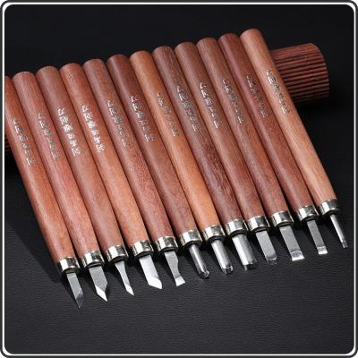 China Non-variable Ergonomic Carving Knife 12pcs Handle Woodworking Tools Wood Chisel Set for sale