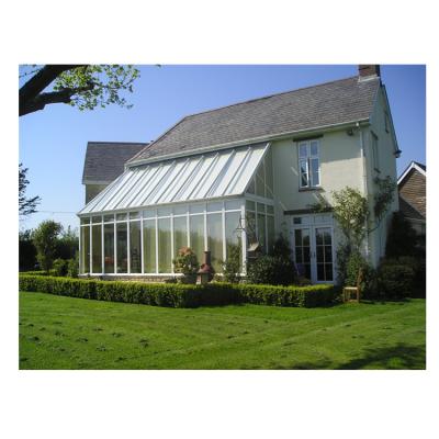 China Post Modern Prefab Glass House Sunroom 2 Bed Room Retractable Roof Solarium for sale