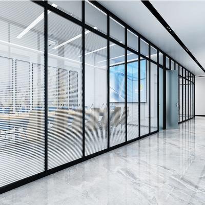 China 12mm Thickness Modern Aluminum Frame Tempered Glass Removable Partition Walls For Office for sale