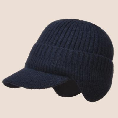 China JOINT Wholesale Mens Custom Logo Knitted Warm Baseball Cap Winter Earflap Hat for sale