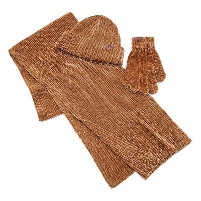 China Fashion \ Custom Comfortable \ Durable Mens Womens Beanie Hat 3 Pieces Winter Warm Knitted Set Gloves Scarf Hat for sale