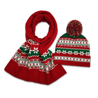 China Fashion\Colorful High Quality Comfortable\Durable Print Women Beanie Christmas Winter Hat Scarf Set for sale