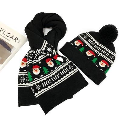 China Fashion Scarf Christmas Hat Winter Unisex Knitted Set\Wholesale Soft Cozy Beanie\Durable Pompom Hat for sale