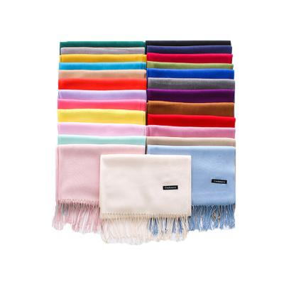 China Soft Soft Feeling Fashion Custom Logo Pashmina Scarf Cashmere Women for sale