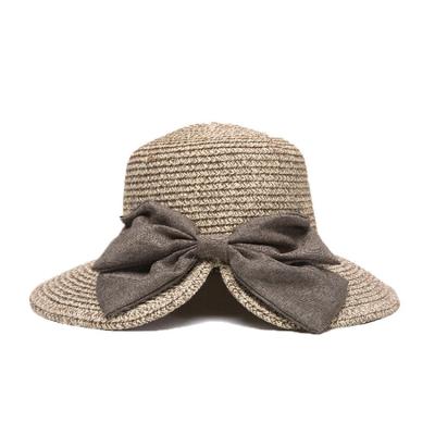 China Luxury Custom Picture Ladies Foldable Summer Travel Sun Straw Hat With Bow for sale