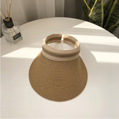 China Picture Fashion Beach Hat Empty Top Summer Hats Women Straw Visor Hat for sale