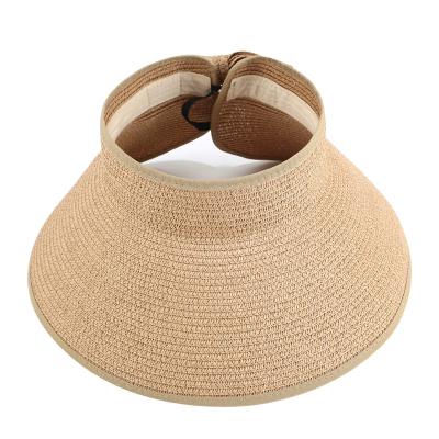 China Fast Delivery Custom Logo Foldable Sun Visor Hat Women Beach Straw Hat for sale