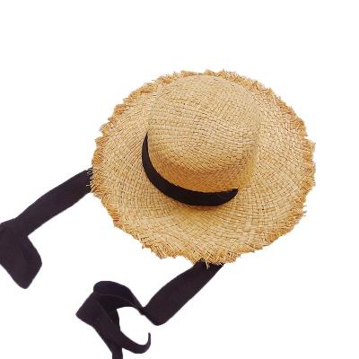 China Hot Selling Handmade Paper Child Kids Straw Hat Sun Hat For Raffia Baby Wide Brim Custom Logo Cheap Floppy Summer Beach Eco-friendly Paper Material for sale