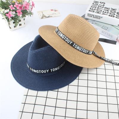 China Custom Decorated Picture Summer Sun Protection Panama Straw Beach Hats for sale