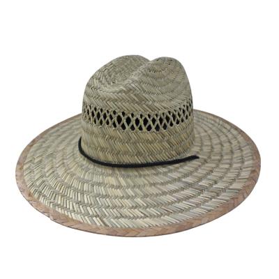 China Wholesale Picture Summer Hollow Brim Glass Wide Surf Straw Lifeguard Hat for sale