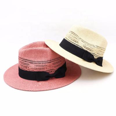 China Good Picture Quality Custom Solid Color Classic Rose Paper Straw Cowboy Hats for sale