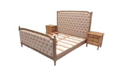 Chine Le bois de chêne a tapissé des chambres à coucher, le Roi de toile Size Upholstered Bed de tissu à vendre